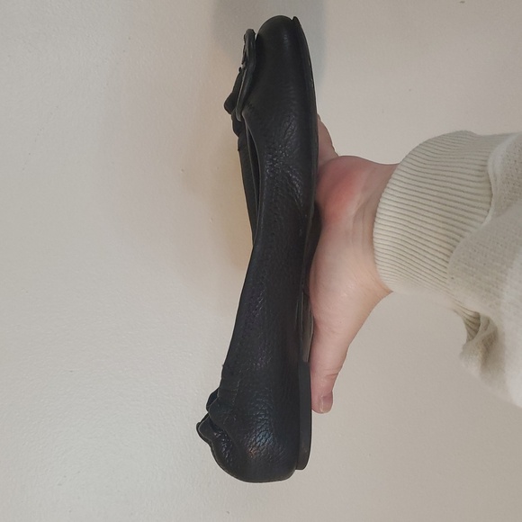 Tory Burch Black Leather Ballet Flats Size 8 Minimalist Preppy Office Attire - Picture 5 of 16